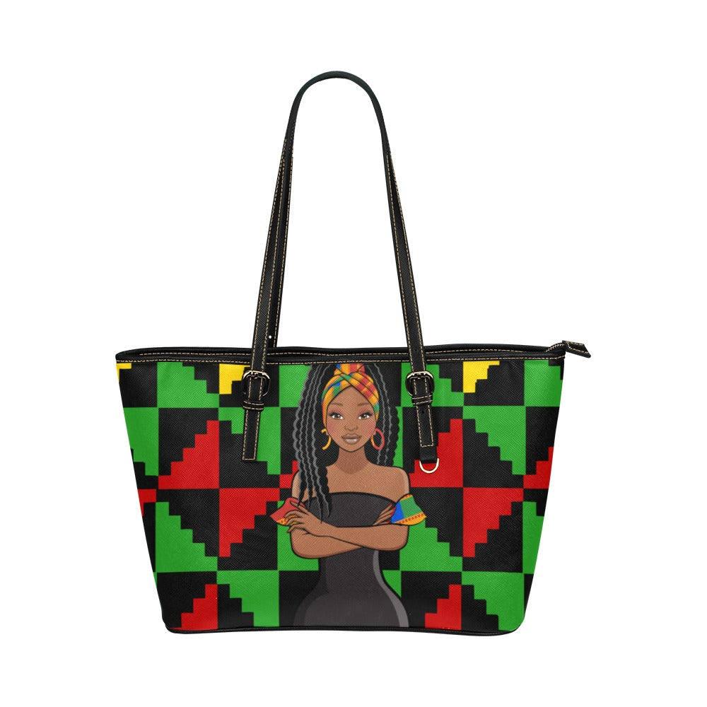 African queen Leather Tote Bag